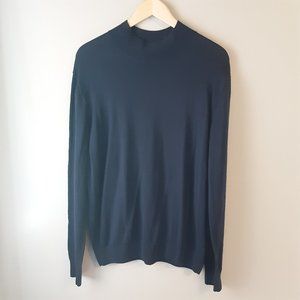 Black Brown 1826  Men's Navy Blue Mock Neck 100% Merino Wool Sweater Size XL